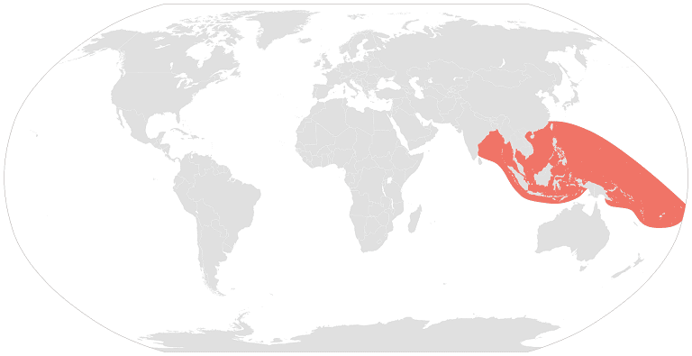 Laticauda colubrina range map asia